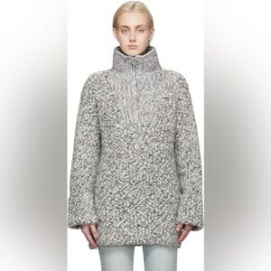 NWT Ganni Alpaca Blend Half Zip Chunky Mouline Neck Thick Sweater Tunic XS